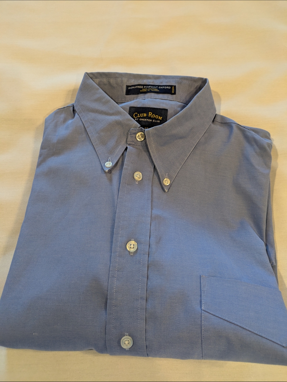 Club Room Men's Blue Oxford Button-Down Long Sleeve Dress Shirt
